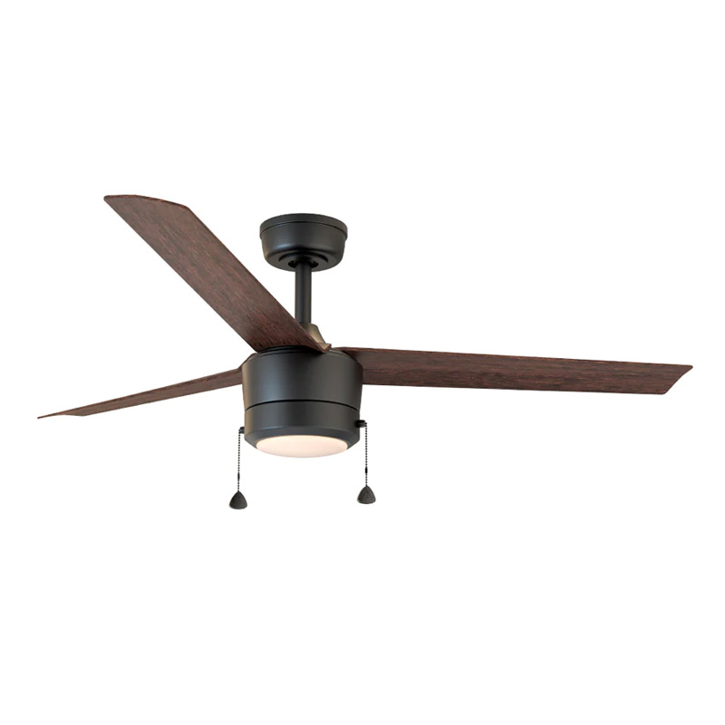 44” Tritour Builder Fan in Matte Black & Dark Brown Blades with Pull Chain