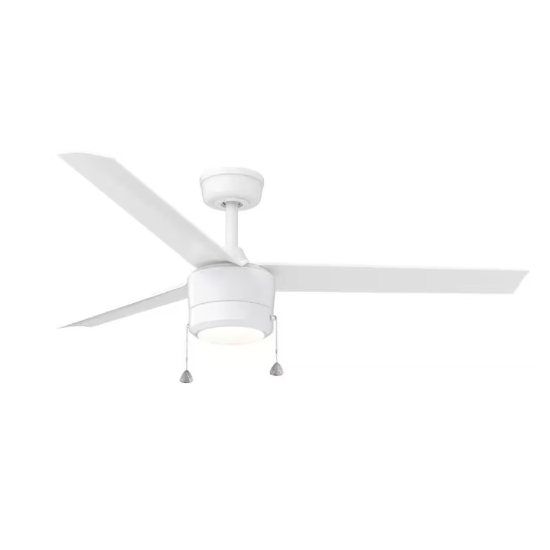 52” Tritour Builder Fan in Matte White & White Blades with Pull Chain