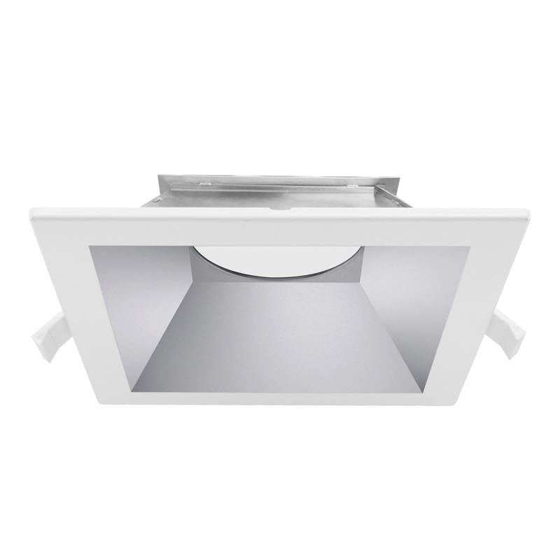 6-in Square Reflector Trim 70° Light Distribution, White Lip and Aluminum Body