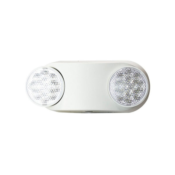 LED Emergency Bug Eye Light 90-min Battery Backup with Two 1.2W LED Lamp Heads White