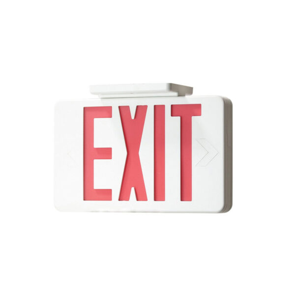 LED Exit Sign Single or Double Face Red Letters Wall or Ceiling Mount 90-min Battery Backup White