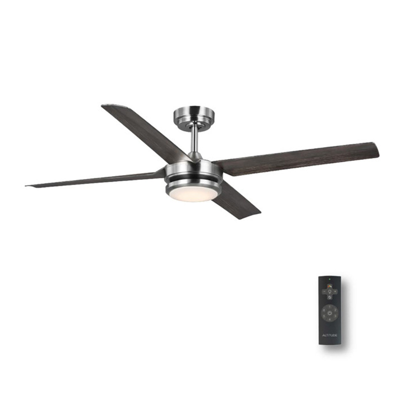 Laritza 56” LED Indoor/Outdoor Brushed Nickel Ceiling Fan with Light Kut and Remote Control