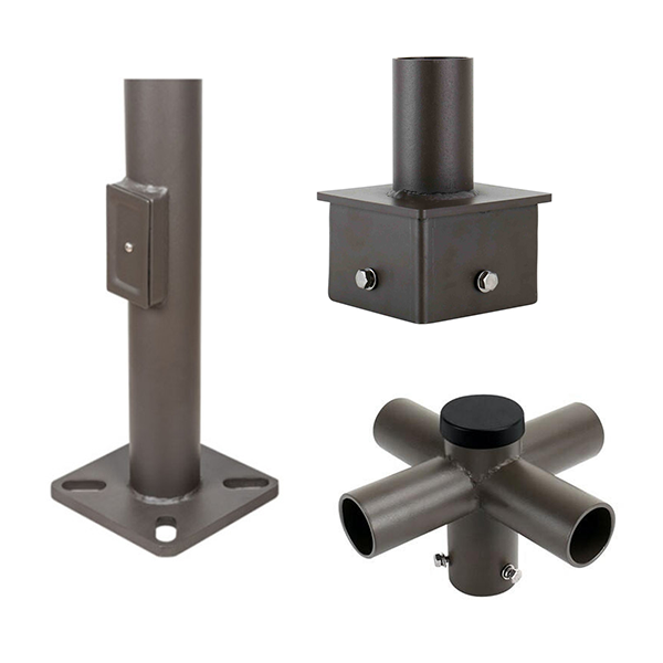Lighting pole with a square pole adapter and a 4 way adapter for lighting solutions
