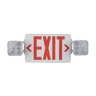 FLK, Double Face Exit Sign COMBO + Two 4W Lamp Heads + Emergency Battery Backup