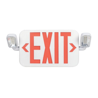 FLK, Double Face Exit Sign COMBO + Two 1.2W Lamp Heads + Emergency Battery Backup