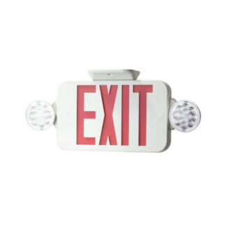 FLK, Single Face Exit Sign COMBO + Two 1.2W Lamp Heads + Emergency Battery Backup