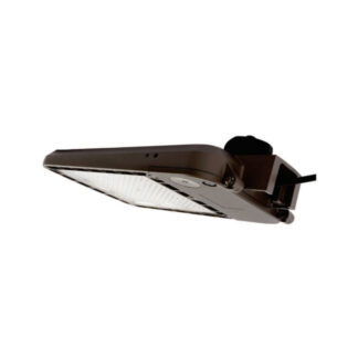 Torshare, 200/240/300W LED Shoebox Light, 277-480Vac, 135LPW, 5000K, T3, Motion Sensor & Photocell Base, Bronze Finish